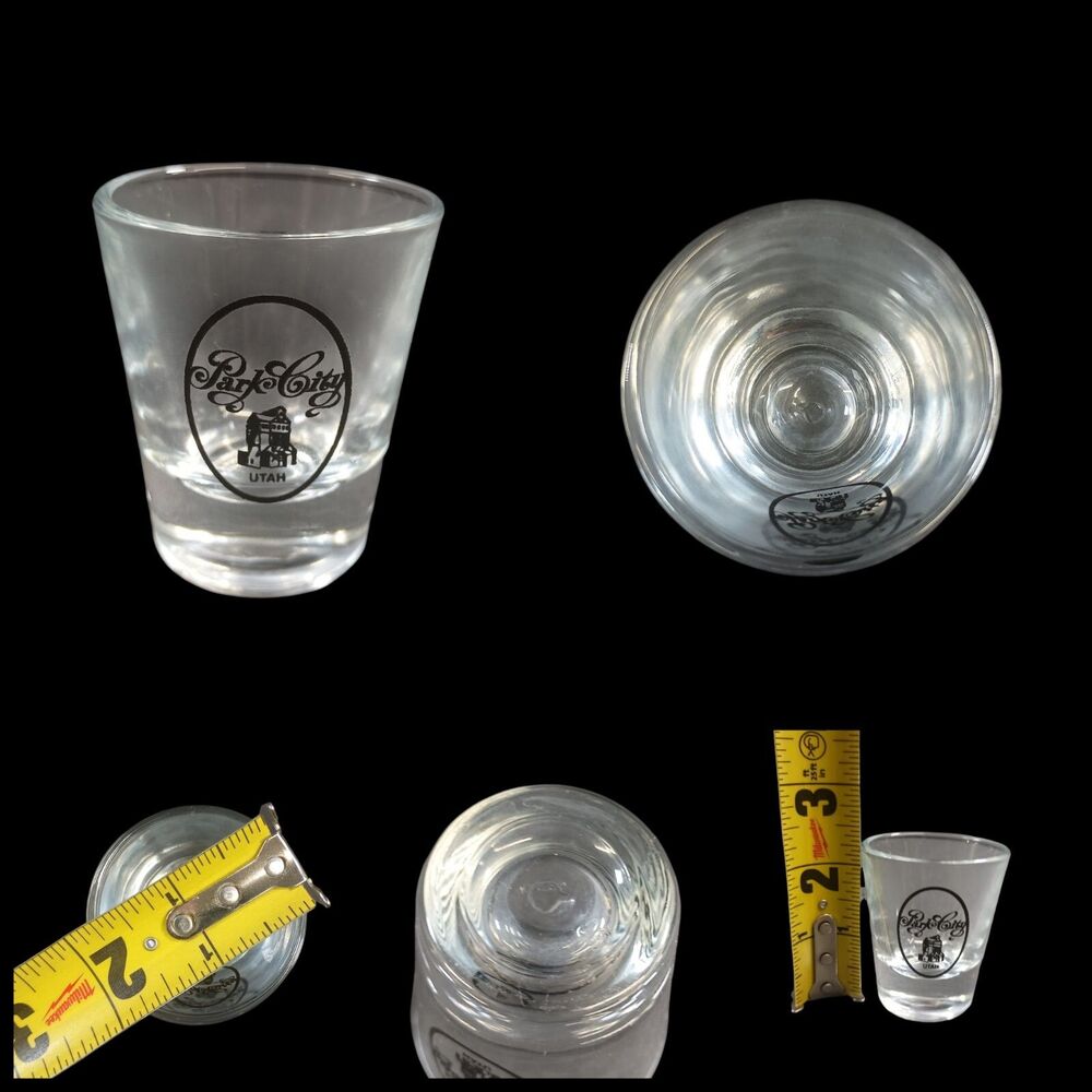 Vintage Park City Utah Shot Glass Souvenir Clear with Black Graphics